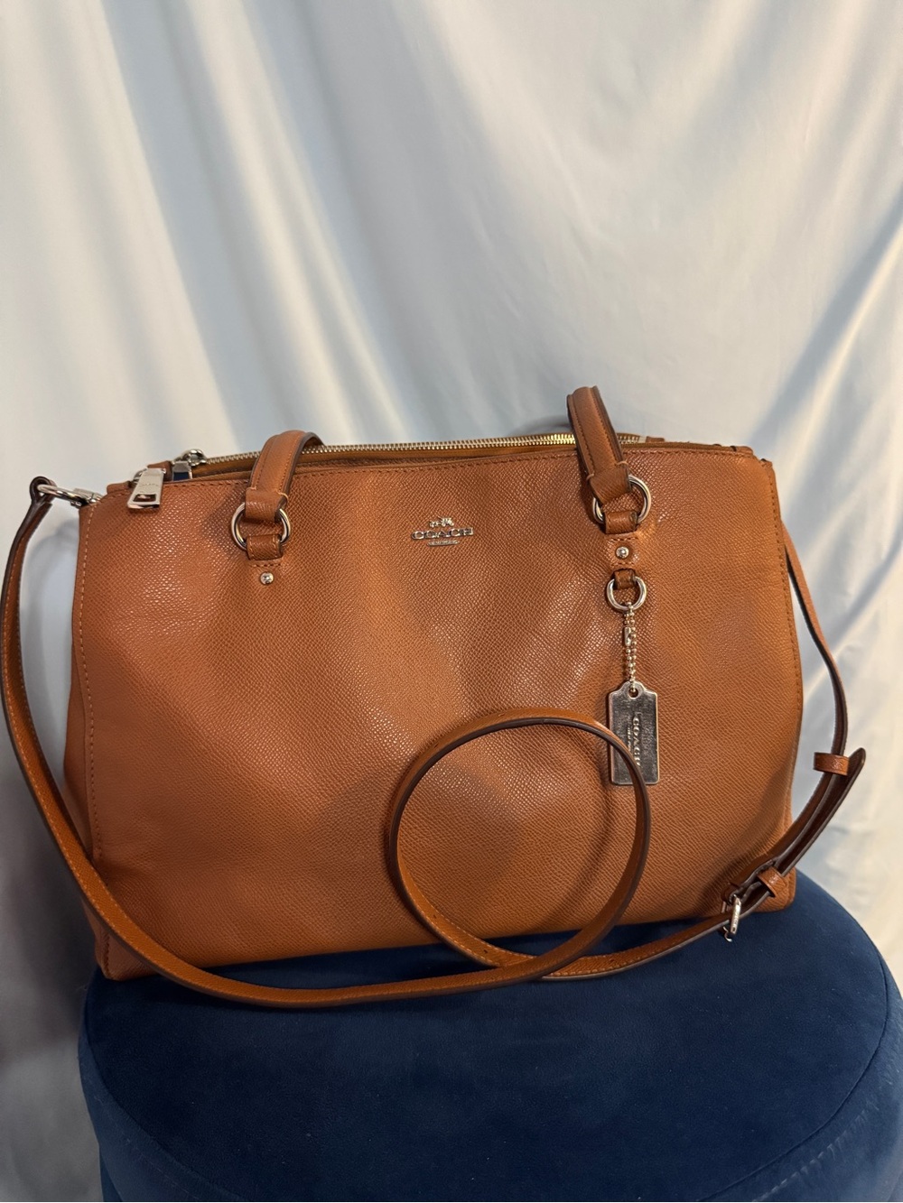 Coach Stanton Carryall Saddle Crossgrain Leather Satchel purse